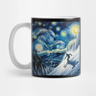 Alpine Skiing Starry Night-Inspired - Winter Sports Mug